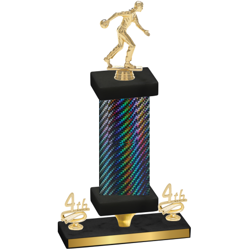 Premium Single Black Carbon Fiber Fourth Place Bowling Trophy