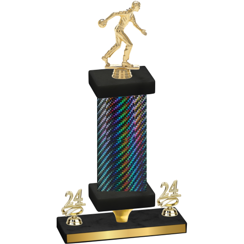 Premium Single Black Carbon Fiber Year Bowling Trophy