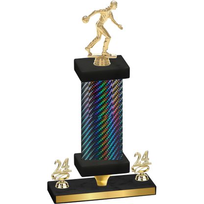 Premium Single Black Carbon Fiber Year Bowling Trophy