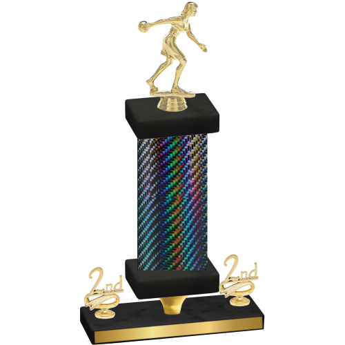 Premium Single Black Carbon Fiber Second Place Bowling Trophy