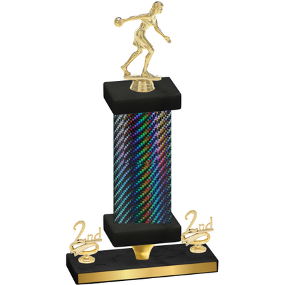 Premium Single Black Carbon Fiber Second Place Bowling Trophy