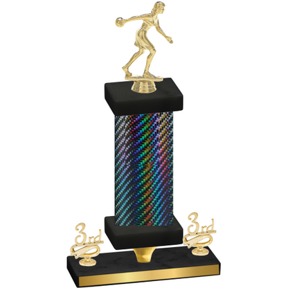 Premium Single Black Carbon Fiber Third Place Bowling Trophy