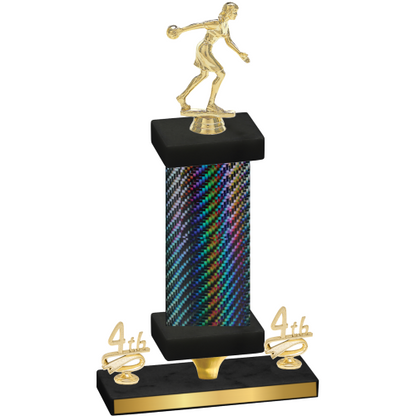 Premium Single Black Carbon Fiber Fourth Place Bowling Trophy