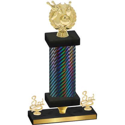 Premium Single Black Carbon Fiber Third Place Bowling Trophy