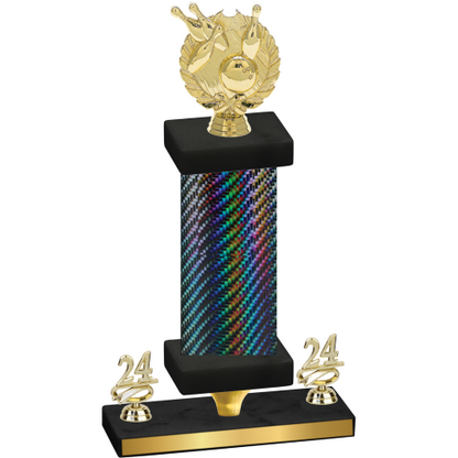 Premium Single Black Carbon Fiber Year Bowling Trophy