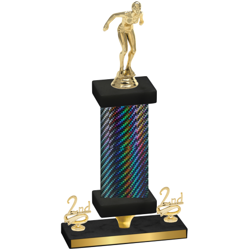Premium Single Black Carbon Fiber Second Place Tennis Trophy