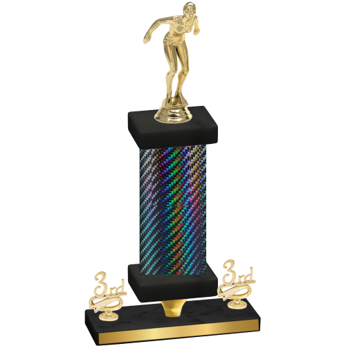 Premium Single Black Carbon Fiber Third Place Tennis Trophy
