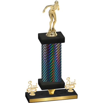 Premium Single Black Carbon Fiber Third Place Tennis Trophy
