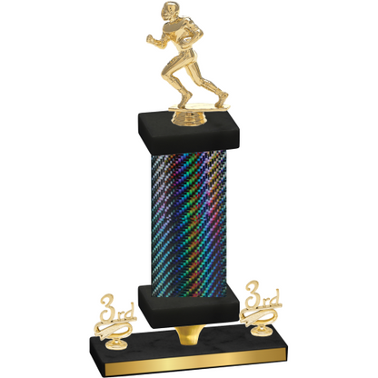 Premium Single Black Carbon Fiber Third Place Football Trophy