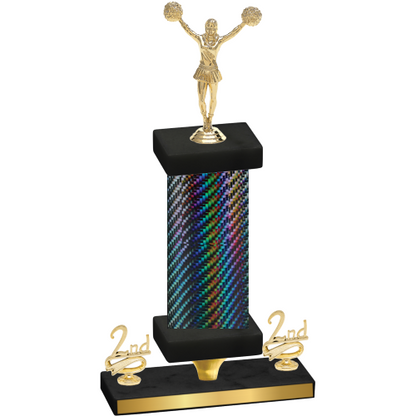 Premium Single Black Carbon Fiber Second Place Cheerleading Trophy