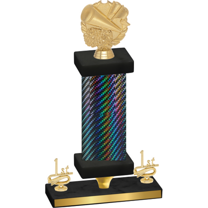 Premium Single Black Carbon Fiber First Place Cheerleading Trophy