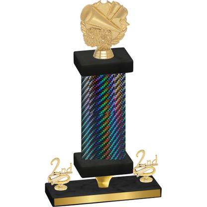 Premium Single Black Carbon Fiber Second Place Cheerleading Trophy