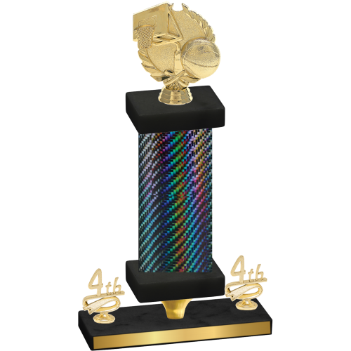 Premium Single Black Carbon Fiber Fourth Place Basketball Trophy