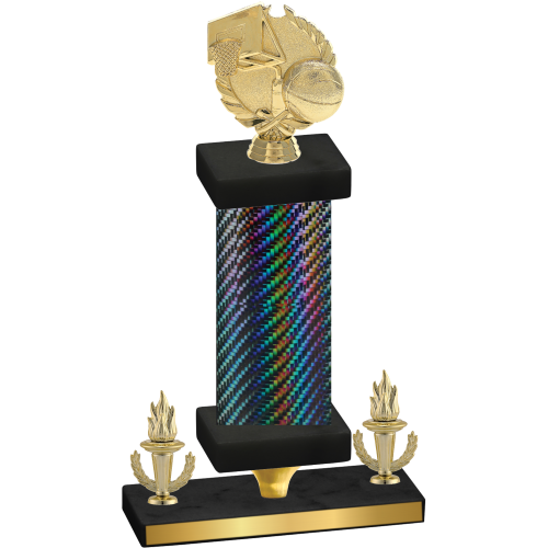Premium Single Black Carbon Fiber Victory Basketball Trophy