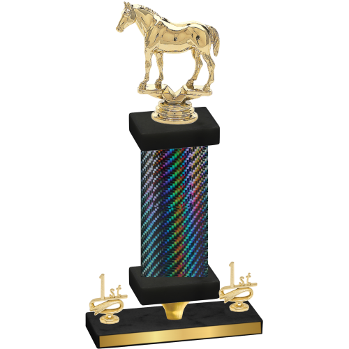 Premium Single Black Carbon Fiber First Place Horses Trophy