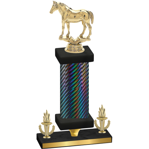 Premium Single Black Carbon Fiber Victory Horses Trophy