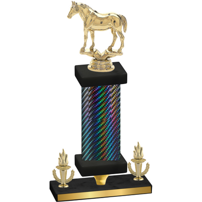 Premium Single Black Carbon Fiber Victory Horses Trophy