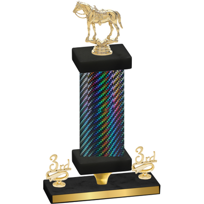 Premium Single Black Carbon Fiber Third Place Horses Trophy