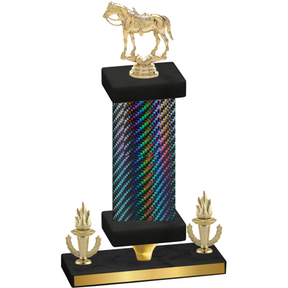Premium Single Black Carbon Fiber Victory Horses Trophy