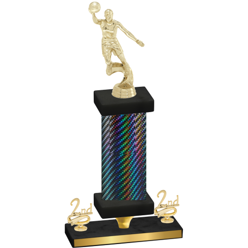 Premium Single Black Carbon Fiber Second Place Basketball Trophy