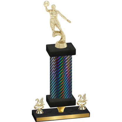 Premium Single Black Carbon Fiber Year Basketball Trophy