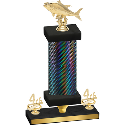 Premium Single Black Carbon Fiber Fourth Place Fishing Trophy