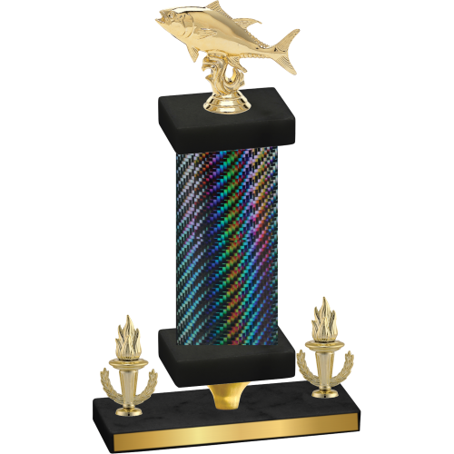 Premium Single Black Carbon Fiber Victory Fishing Trophy