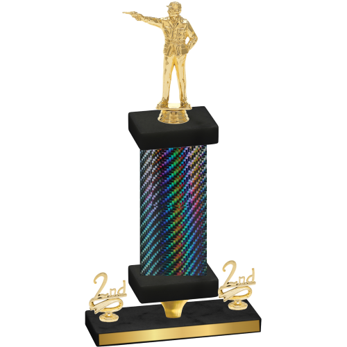 Premium Single Black Carbon Fiber Second Place Shooter Trophy