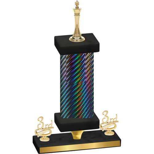 Premium Single Black Carbon Fiber Third Place Chess Trophy