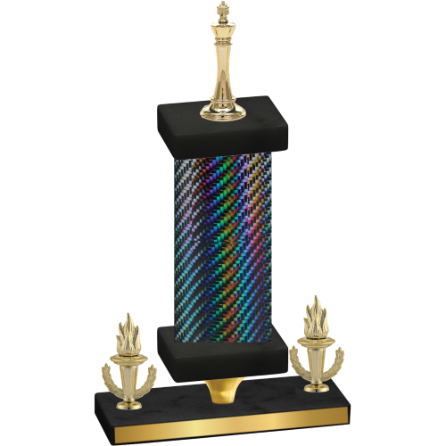 Premium Single Black Carbon Fiber Victory Chess Trophy