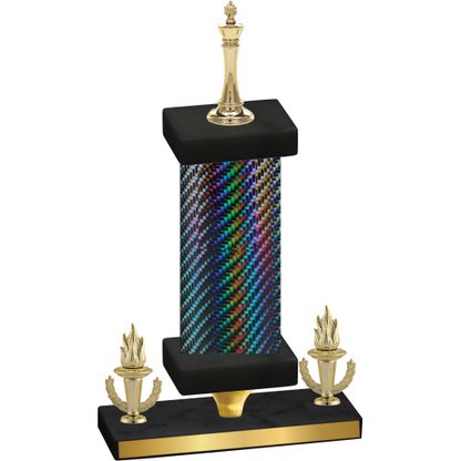 Premium Single Black Carbon Fiber Victory Chess Trophy