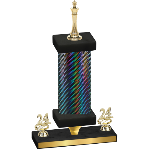 Premium Single Black Carbon Fiber Year Chess Trophy