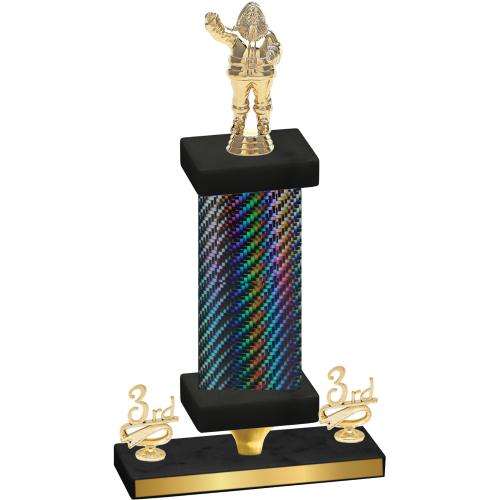 Premium Single Black Carbon Fiber Third Place Holiday Trophy