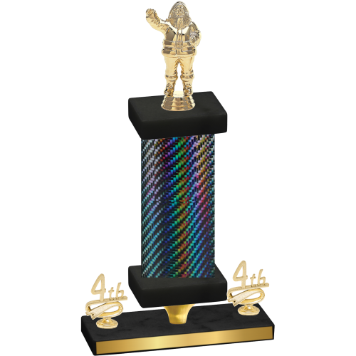 Premium Single Black Carbon Fiber Fourth Place Holiday Trophy