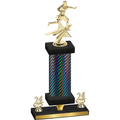 Premium Single Black Carbon Fiber Year Flag Football Trophy