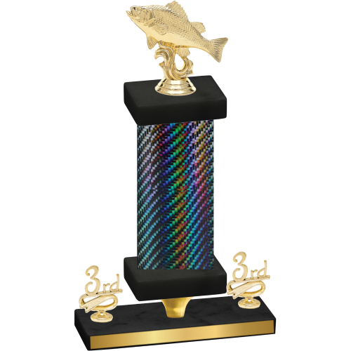 Premium Single Black Carbon Fiber Third Place Fishing Trophy
