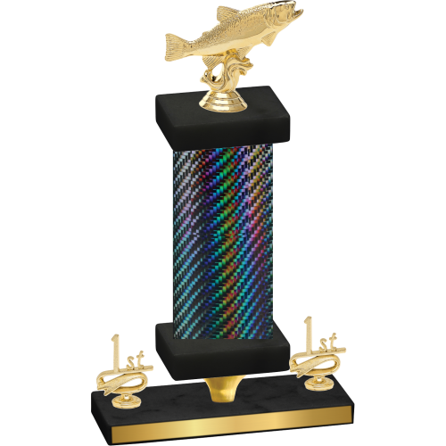 Premium Single Black Carbon Fiber First Place Fishing Trophy
