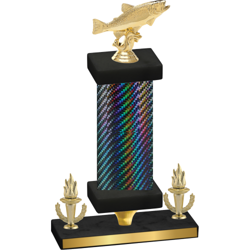 Premium Single Black Carbon Fiber Victory Fishing Trophy