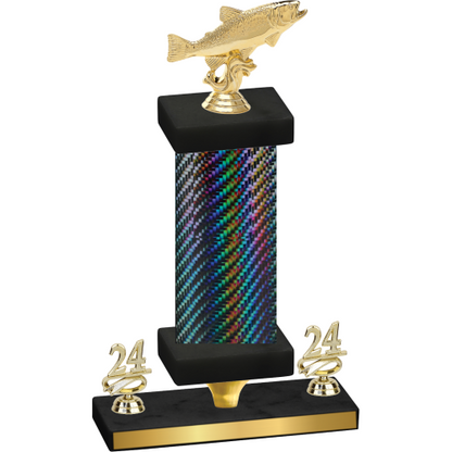 Premium Single Black Carbon Fiber Year Fishing Trophy