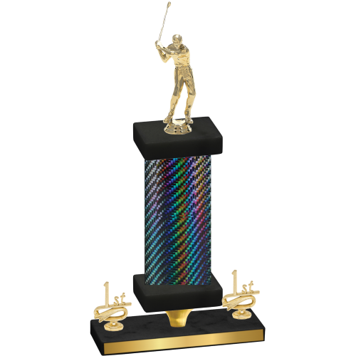Premium Single Black Carbon Fiber First Place Golf Trophy