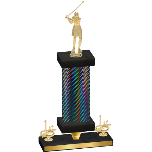 Premium Single Black Carbon Fiber First Place Golf Trophy