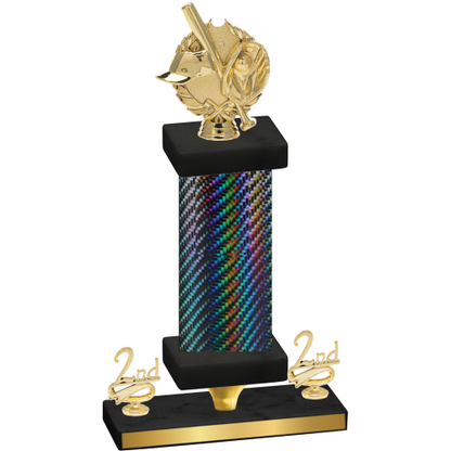 Premium Single Black Carbon Fiber Second Place Baseball Trophy