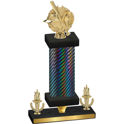 Premium Single Black Carbon Fiber Victory Baseball Trophy