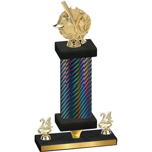 Premium Single Black Carbon Fiber Year Baseball Trophy