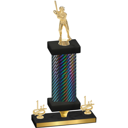 Premium Single Black Carbon Fiber First Place Baseball Trophy
