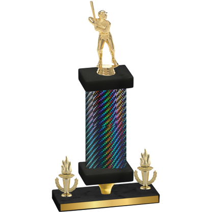 Premium Single Black Carbon Fiber Victory Baseball Trophy