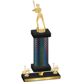 Premium Single Black Carbon Fiber First Place Softball Trophy