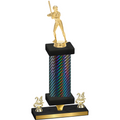 Premium Single Black Carbon Fiber Year Softball Trophy