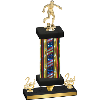 Premium Single Flag USA Second Place Soccer Trophy