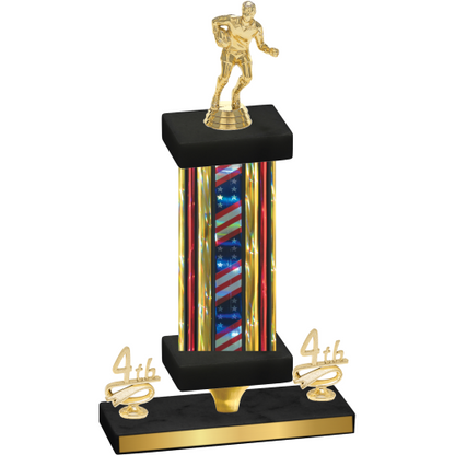 Premium Single Flag USA Fourth Place Rugby Trophy
